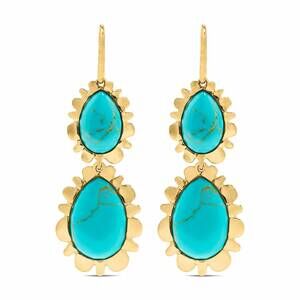NEW CAPUCINE DE WULF women's bliss double drop earrings in turquoise